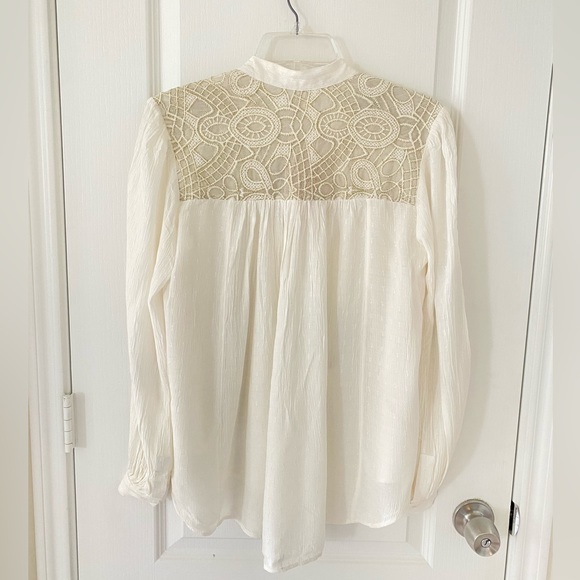Free People Lacey White button down long sleeve Top Size XS NEW - Picture 3 of 6
